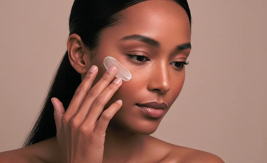 woman applying her moisturizer