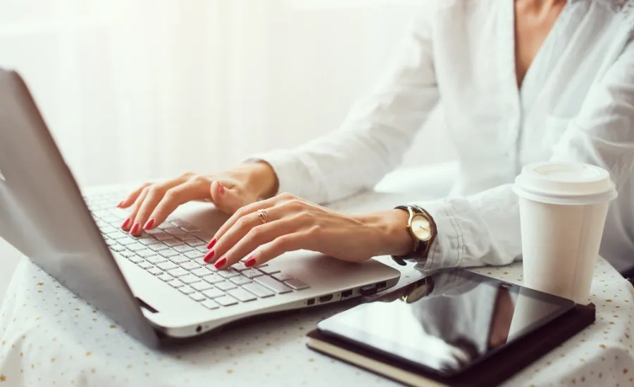 woman working remotely