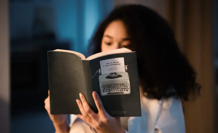 woman reading a book
