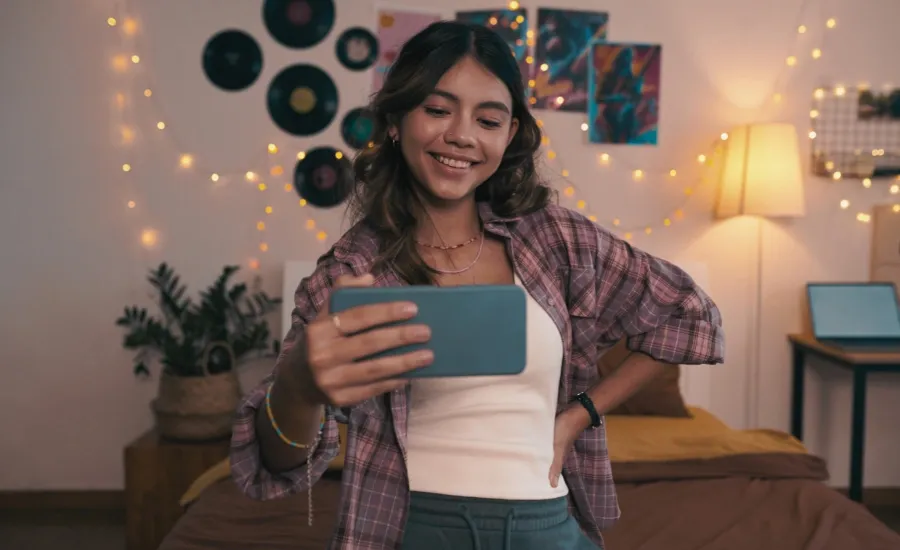 woman engaging in social media