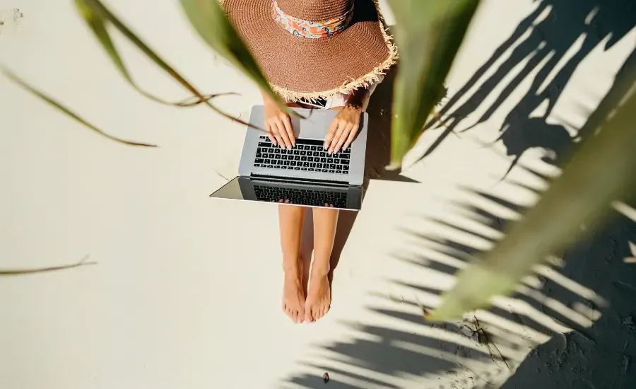 woman working during her PTO